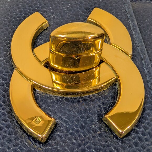 Chanel Rare Vintage Dark Blue Vertical Caviar Mademoiselle Kelly - Picture 3 of 16